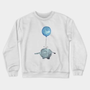 Blue air balloon and elephant Crewneck Sweatshirt